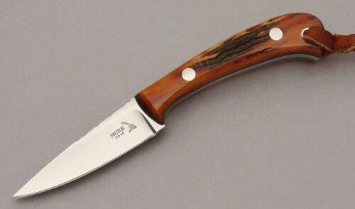 Keith Murr Bird & Trout with Amber Bone Stag Scales handle material - Obverse Side - Item #KLC10775