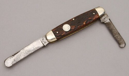 Remington Knives R4733 Dog Groomer with Jigged Brown Bone Scales handle material - Obverse Side - Item #KLC10777