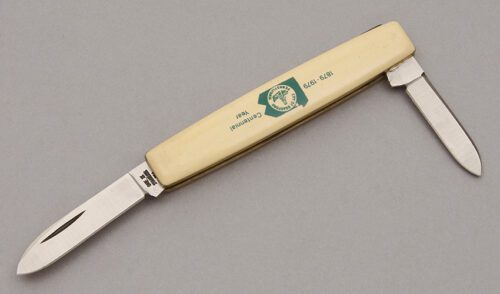 Case Cutlery Mdl 278 Advertising Pen Knife with Brass Frame & Ivory Delrin handle material - Obverse Side - Item #KLC10778