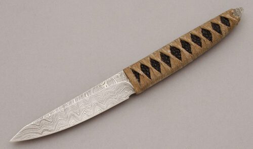 Unknown Maker Japanese Tanto with Silk Cord & Ray Skin Handle handle material - Obverse Side - Item #KLC10784