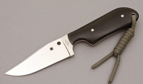 Spyderco Knives Perrin Street Beat with Black Linen Micarta Scales handle material - Obverse Side - Item #KLC10788