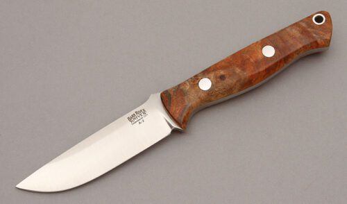 Bark River Knife & Tool Bravo E.D.C. with Box Elder Burl Wood Scales handle material - Obverse Side - Item #KLC10793