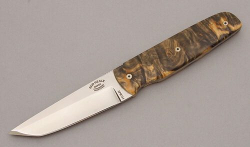 Bud Nealy Aikuchi with Box Elder Burl Wood Scales handle material - Obverse Side - Item #KLC10797