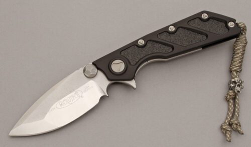 Microtech Knives Marfione/Strider Flipper with Aluminum & Titanium handle material - Obverse Side - Item #KLC10804