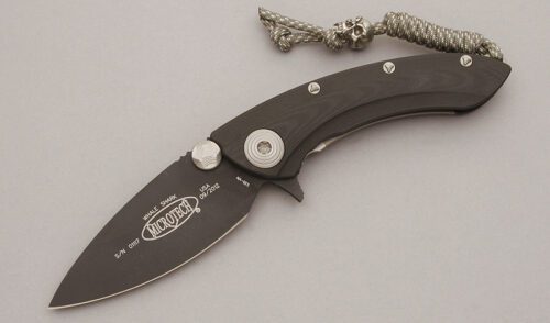 Microtech Knives Whaleshark Flipper with Black 3-D Contoured G-10 handle material - Obverse Side - Item #KLC10807