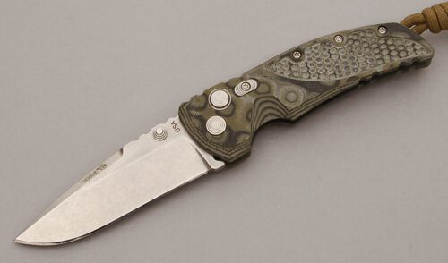 Hogue Knives Elishewitz EX-01 Folder with Green G10 G-Mascus Scales handle material - Obverse Side - Item #KLC10818