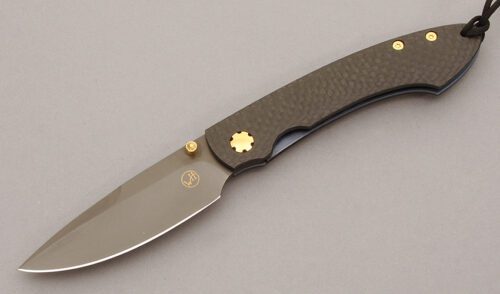 William Henry Knives T12 CF Linerlock Folder with Carbon Fiber Handle Scales handle material - Obverse Side - Item #KLC10821