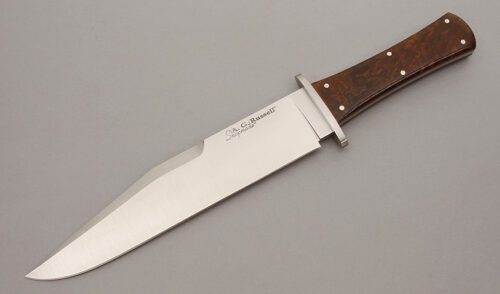 A.G. Russell Shopmade California Bowie with Desert Ironwood Handle Scales handle material - Obverse Side - Item #KLC10824