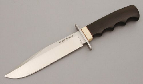 Morseth Knives Model 6 Hunter's Bowie with Ebony Wood Handle handle material - Obverse Side - Item #KLC10826