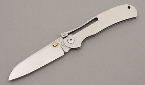 A.G. Russell K-87H One Hand Knife with Stainless Steel Frame handle material - Obverse Side - Item #KLC10829