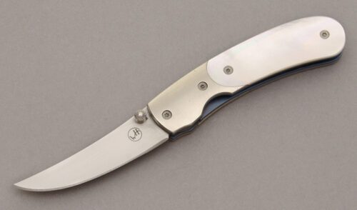 William Henry Knives T08 Persian Linerlock Folder with Mother of Pearl Handle Scales handle material - Obverse Side - Item #KLC10836