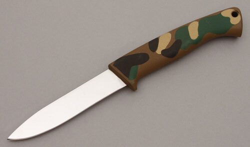 Gerber Knives A-400 Hunter with Camo Colored Armorhide Handle handle material - Obverse Side - Item #KLC10837