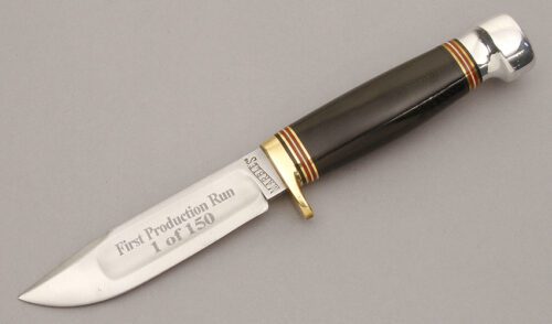 Marble's Knives Custom Ideal with Black Linen Micarta Handle handle material - Obverse Side - Item #KLC10843