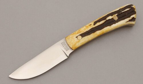 Bark River Knife & Tool Woodland Special with Bone Stag Handle Scales handle material - Obverse Side - Item #KLC10845