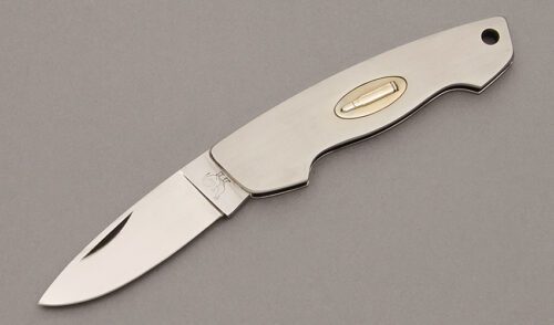 Hen & Rooster CM-9 .300 Savage Canoe with Stainless Steel Frame handle material - Obverse Side - Item #KLC10872