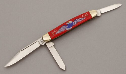 Kutmaster Three Blade Stockman with Acrylic Handle Scales handle material - Obverse Side - Item #KLC10879
