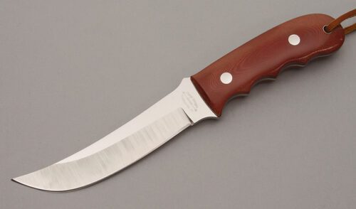 Deryl Wright Skinner with Maroon Linen Micarta Scales handle material - Obverse Side - Item #KLC10882