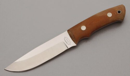 Deryl Wright Hunter with Tan Linen Micarta Scales handle material - Obverse Side - Item #KLC10883