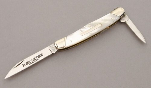 Winchester Knives Model 2935 Half Whittler with Mother of Pearl Handle Scales handle material - Obverse Side - Item #KLC10889