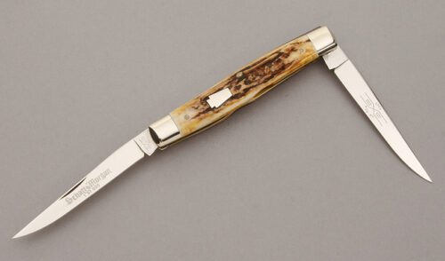 Schatt & Morgan 032127 Yankee Muskrat with Torched Sambar Stag Scales handle material - Obverse Side - Item #KLC10891
