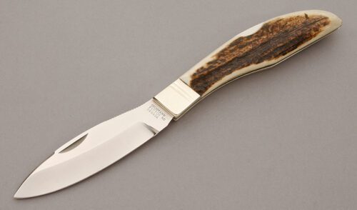 Grohmann Knives Model 300 Lockback Folder with Stag Handle Scales handle material - Obverse Side - Item #KLC10892
