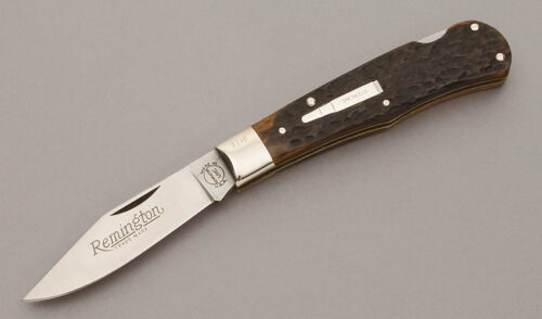 Remington Knives R1306 Silver Bullet with Jigged Bone Handle Scales handle material - Obverse Side - Item #KLC10896