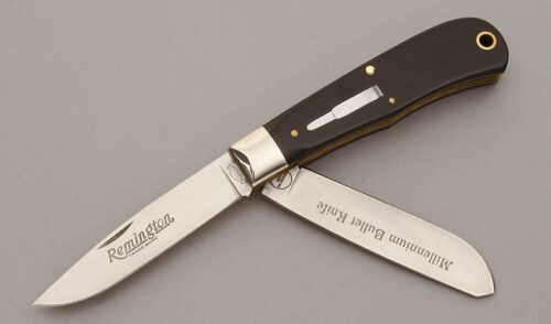 Remington Knives Millennium Bullet Knife 2000 with Buffalo Horn Handle Scales handle material - Obverse Side - Item #KLC10897