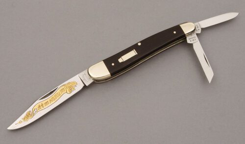 A.G. Russell CM-5 .44 Magnum Whittler with Ebony Wood Scales handle material - Obverse Side - Item #KLC10898