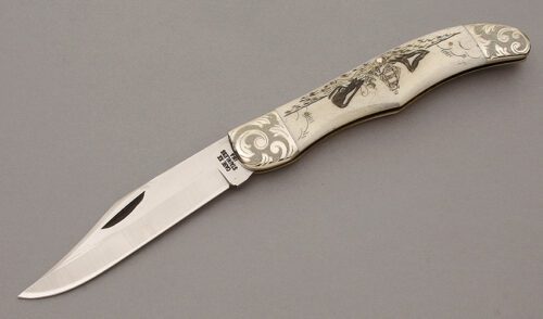 Case Cutlery W165 Moby Dick Folding Hunter with Smooth White Bone Scales handle material - Obverse Side - Item #KLC10899