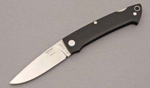 A.G. Russell Gents Lockback Hunter with Ebony Rucarta Frame handle material - Obverse Side - Item #KLC10906