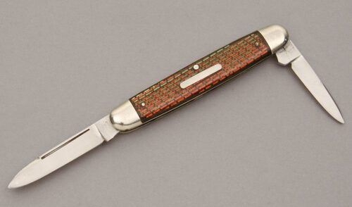 H. Boker & Co. Two Blade Senator with Christmas Tree Celluloid handle material - Obverse Side - Item #KLC10922