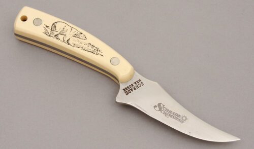 Schrade Cutlery SC502 Hunter with White Delrin Scales handle material - Obverse Side - Item #KLC10927