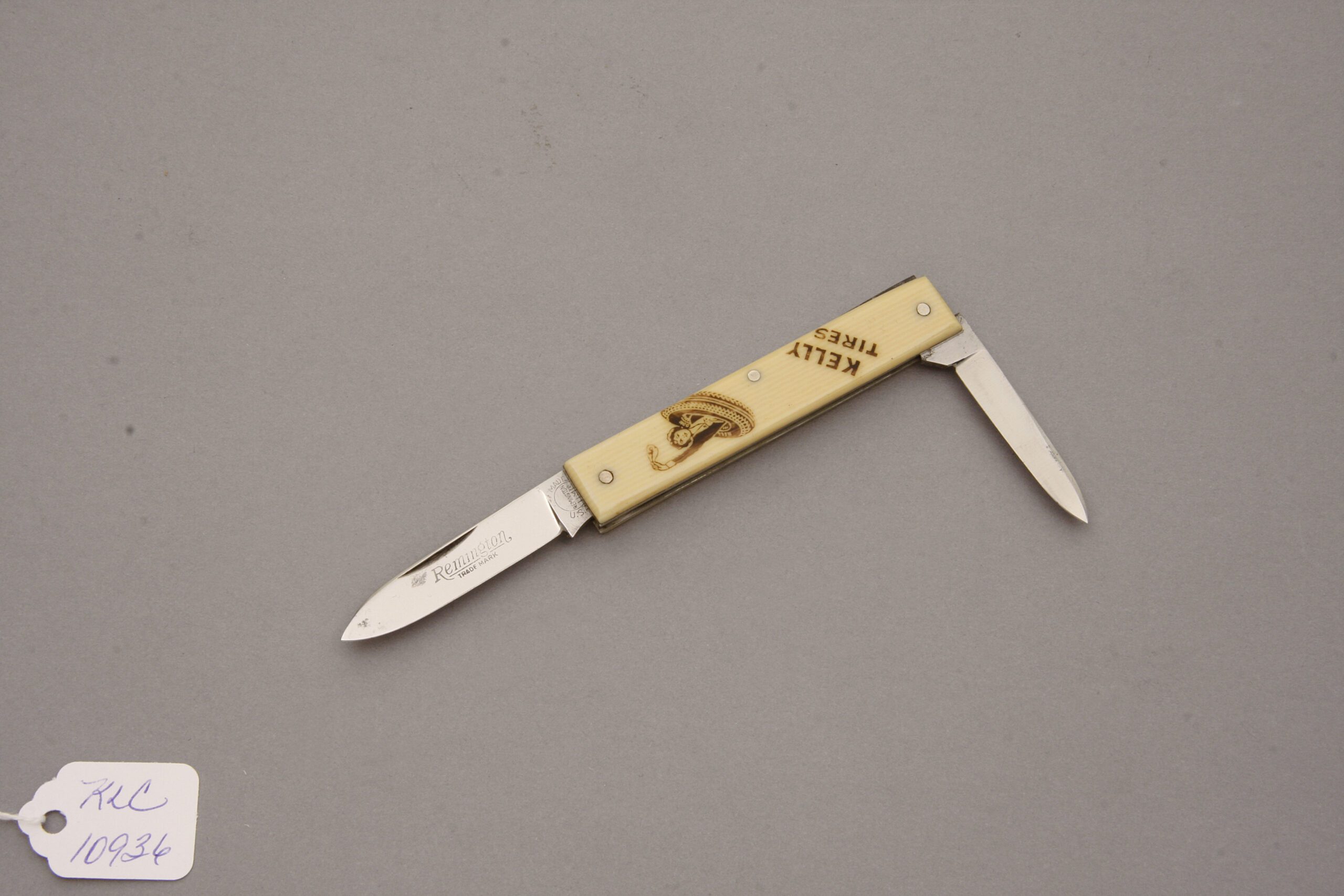 Remington Knives Advertising Pen Knife with French Ivory Celluloid Scales handle material - Obverse Side - Item #KLC10936