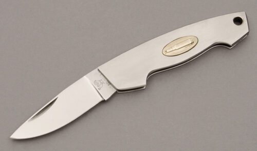 Hen & Rooster .300 Savage Canoe with Stainless Steel Frame handle material - Obverse Side - Item #KLC10941