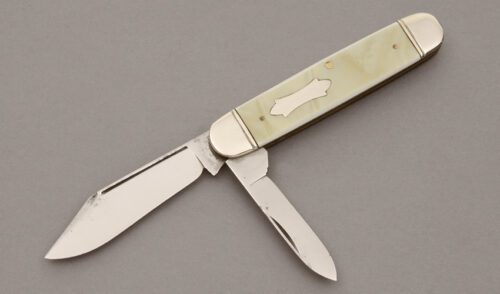 Shapleigh Knives Equal End Jack with Green Pearl Celluloid handle material - Obverse Side - Item #KLC10944
