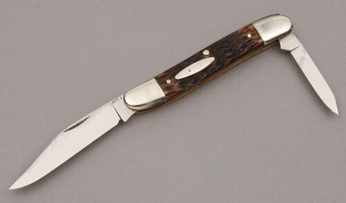 Cattaraugus Cutlery 22169C Half Whittler with Brown Jigged Bone Scales handle material - Obverse Side - Item #KLC10947
