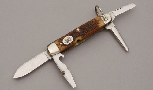 Cattaraugus Cutlery D2589 Whitt-L-Kraft Scout with Jigged Bone Handle Scales handle material - Obverse Side - Item #KLC10948