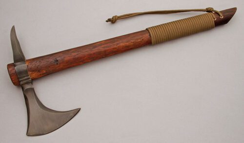 Mark McCoun Spike Combat Tomahawk with Hickory Wood Handle handle material - Obverse Side - Item #KLC10953