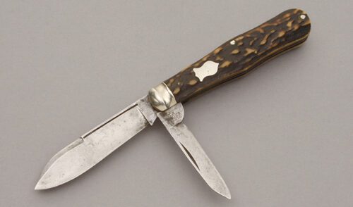 Ulster Knives Two Blade Coke Bottle Jack with Stag Handle Scales handle material - Obverse Side - Item #KLC10960