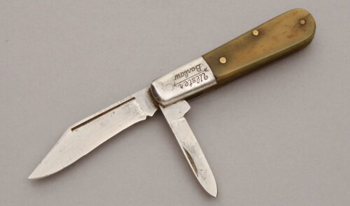 Ulster Knives Two Blade Barlow with Smooth Bone Scales handle material - Obverse Side - Item #KLC10972