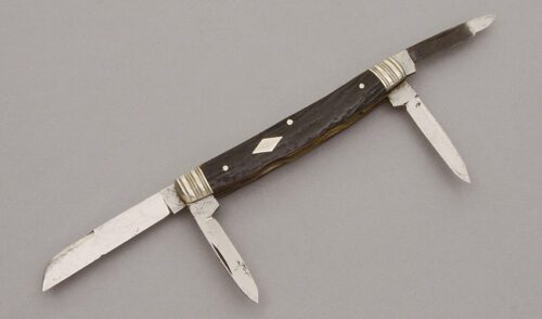 Shapleigh Knives Congress Pen Knife with Dark Stag Handle Scales handle material - Obverse Side - Item #KLC10975