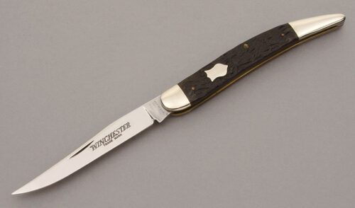 Winchester Knives W15 1924 Toothpick with Rogers Jigged Bone Scales handle material - Obverse Side - Item #KLC10980