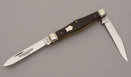 Winchester Knives W15 2967 Texas Jack with Peach Seed Jigged Brown Bone handle material - Obverse Side - Item #KLC10981