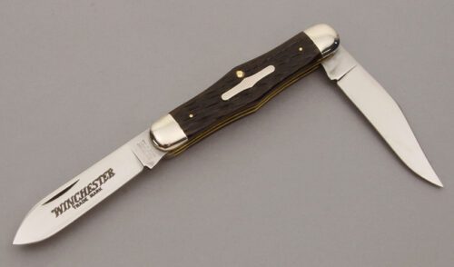 Winchester Knives W15 2880 1/2 Swell Center Jack with Brown Jigged Bone Scales handle material - Obverse Side - Item #KLC10985