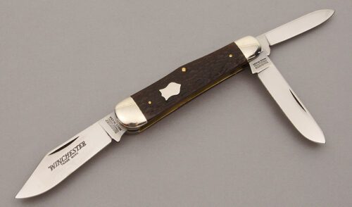 Winchester Knives W15 3904 Whittler with Brown Jigged Bone Scales handle material - Obverse Side - Item #KLC10987