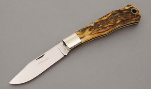 Bowen Knives R1306S Lockback Folding Hunter with Stag Scales handle material - Obverse Side - Item #KLC10997