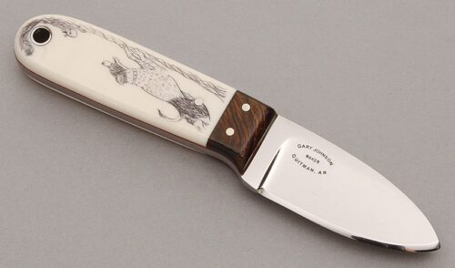 Gary Johnson Small Hunter with Flux Ivory Handle Scales handle material - Obverse Side - Item #KLC11001