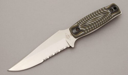 Canal Street Cutlery Green River Tactical with Blue & Green Machined G10 handle material - Obverse Side - Item #KLC11007