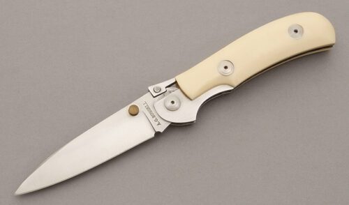 A.G. Russell K87C One Hand Folder with Ivory Rucarta Scales handle material - Obverse Side - Item #KLC11013