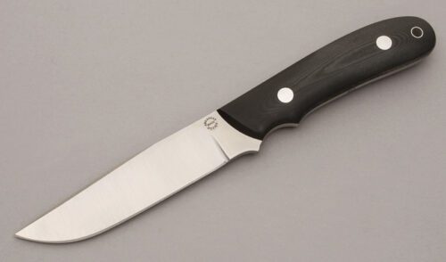 Dozier Knives Professional Guides Knife with Black Linen Micarta Scales handle material - Obverse Side - Item #KLC11027